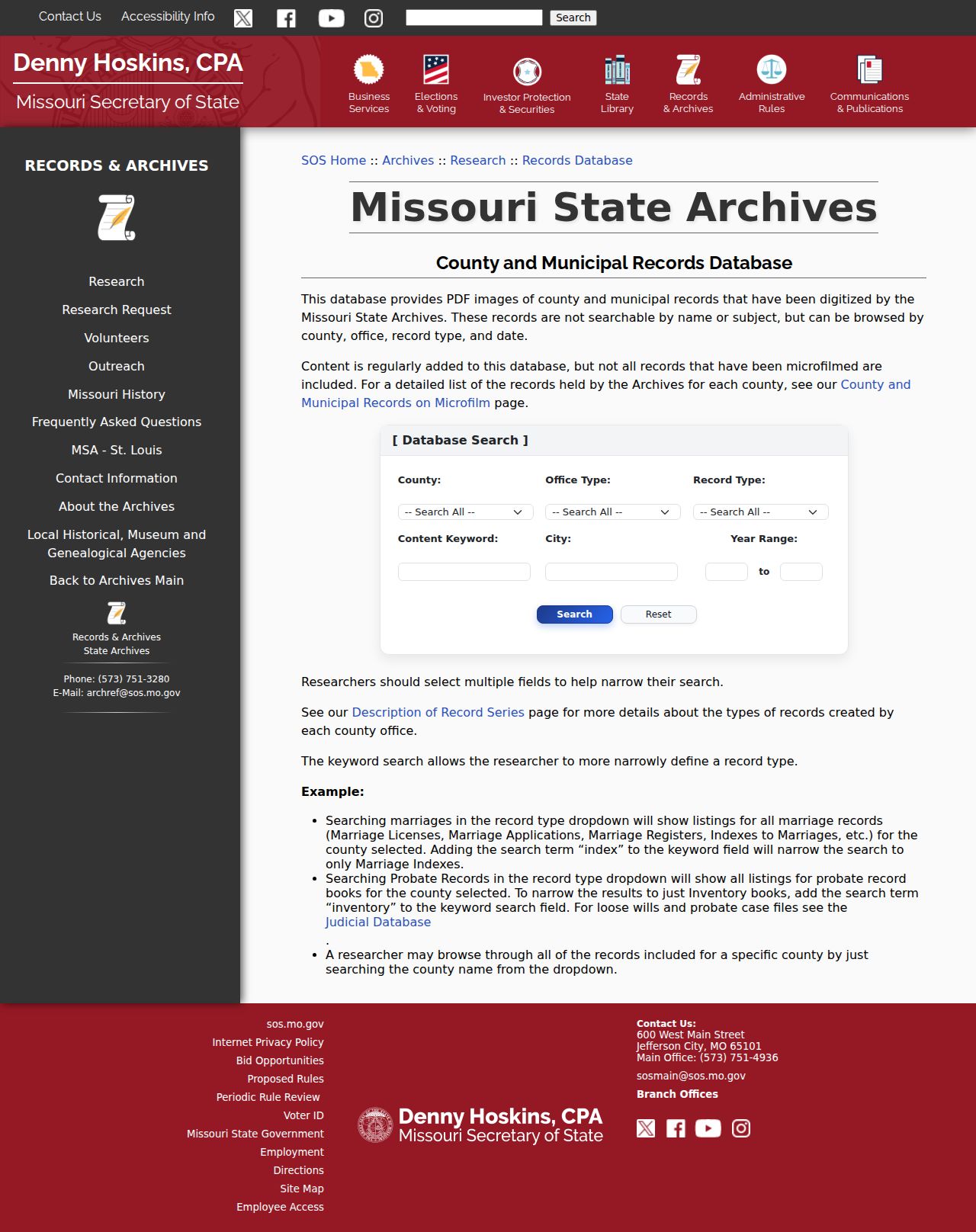 Madison County case lookup County Records Database search page