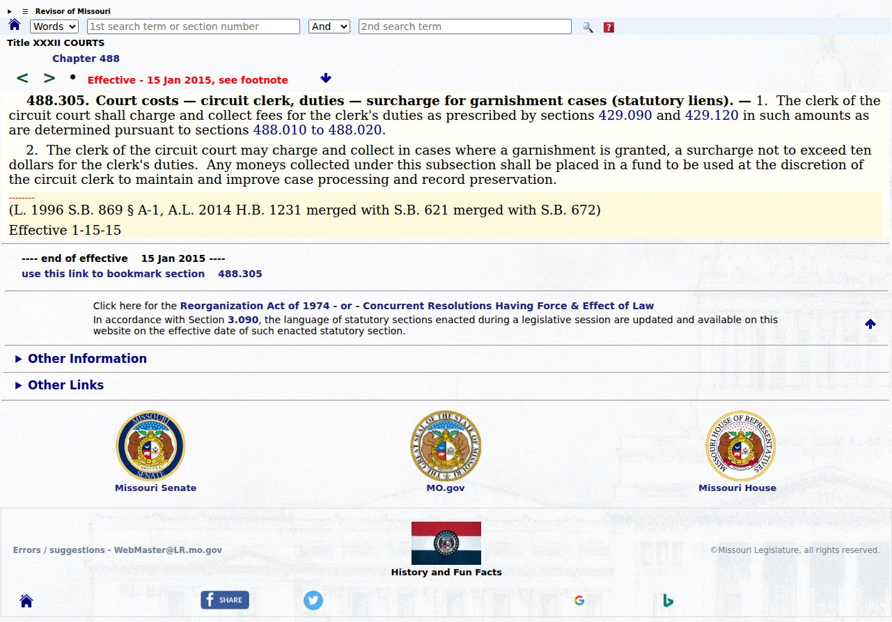 Madison County civil docket circuit clerk fee authority