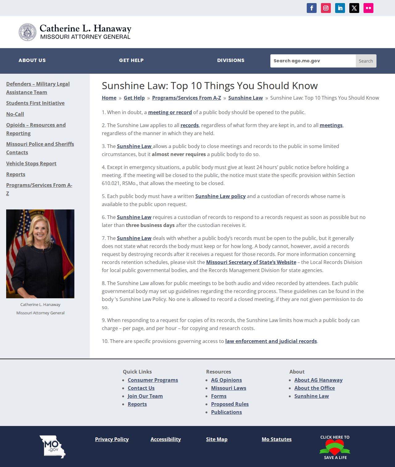 Madison County court records source from Missouri Sunshine Law Top 10 guidance