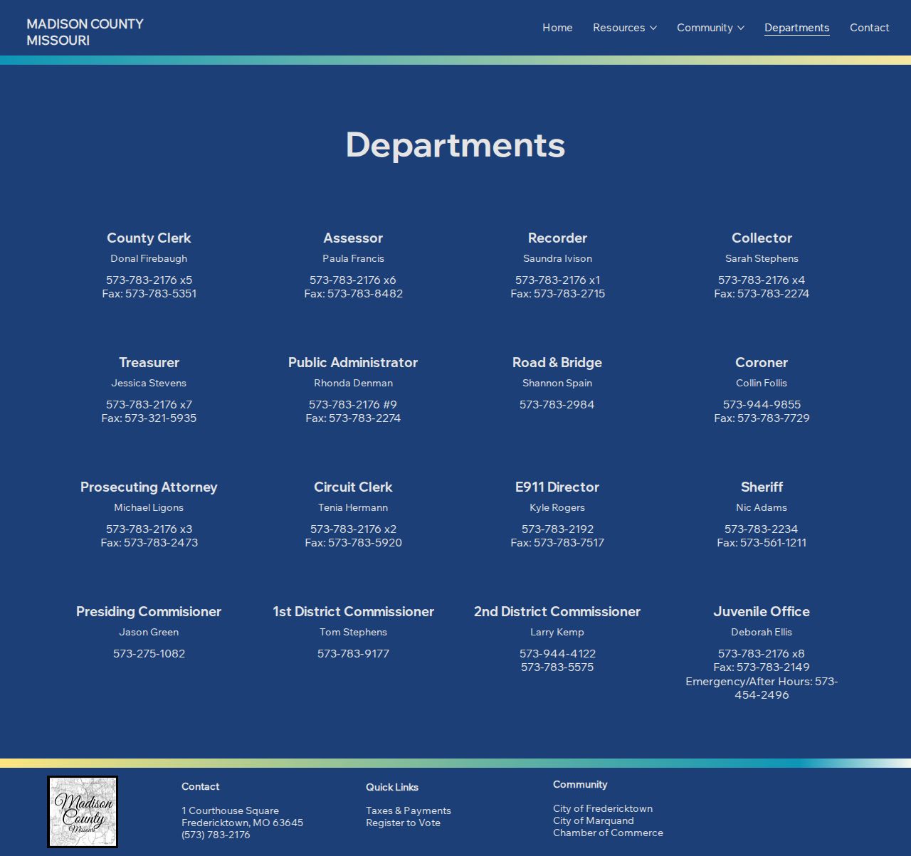 Madison County court docket department directory for the Circuit Clerk